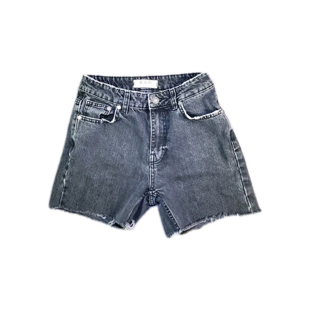 We the Free Size 25 High Waist Denim Shorts Zip Distressed Black Cotton Za3-53